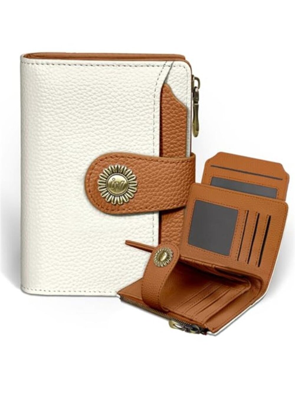 New Beige Small Wallet Women RFID Blocking Bifold Credit Card Holder